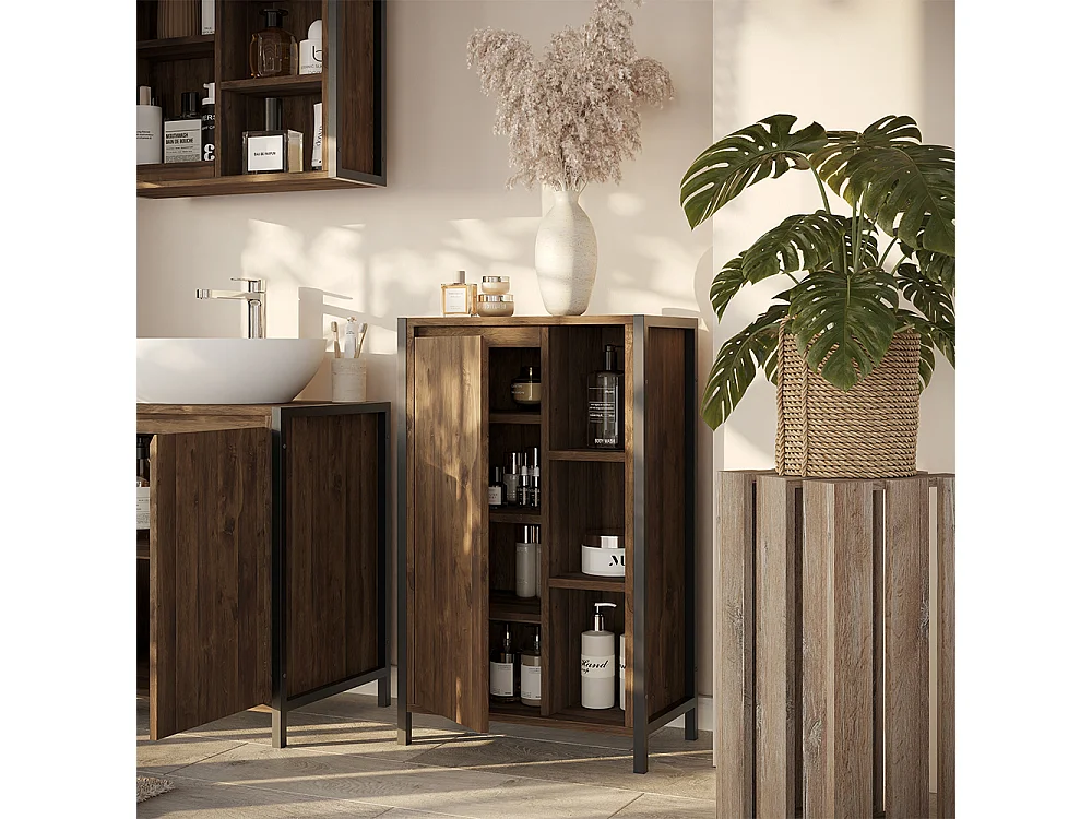 Meuble salle de bain chêne/noir 50x28x80 naola