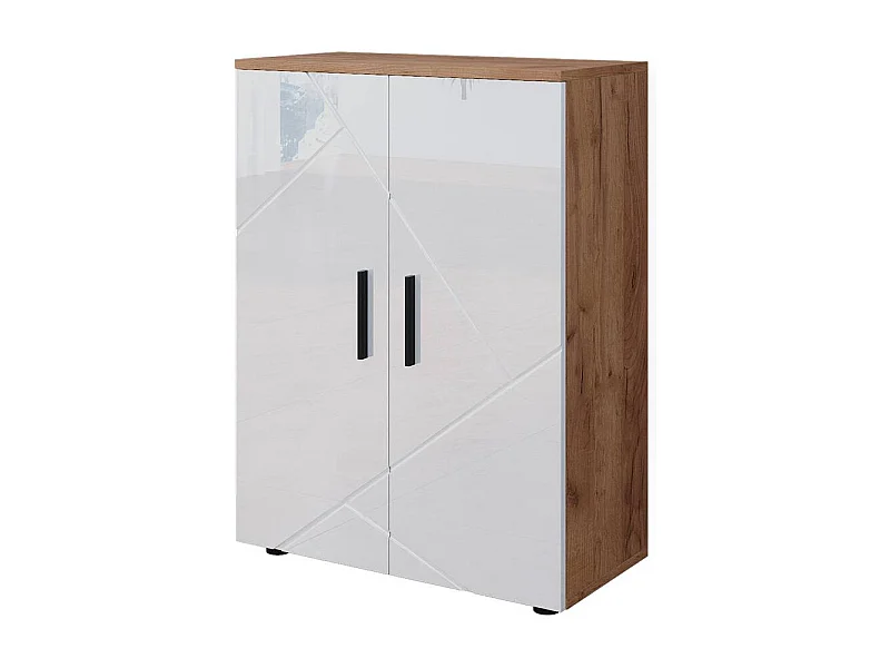 Midischrank weiß hochglanz/goldkraft eiche 60x30x81 irma