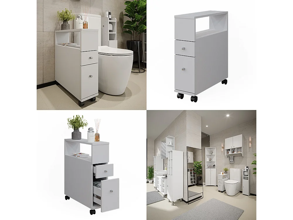 Badschrank weiß 17.6x52.8x61.6 fynn