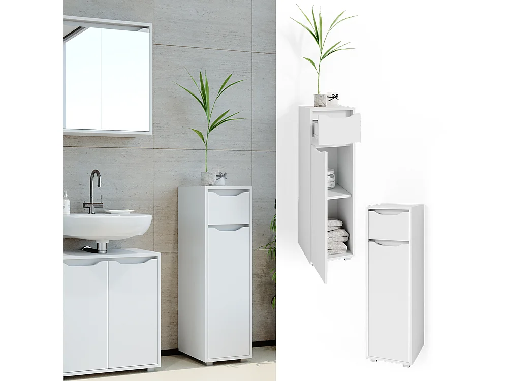 Meuble salle de bain blanc 30x30x97.5 ruben