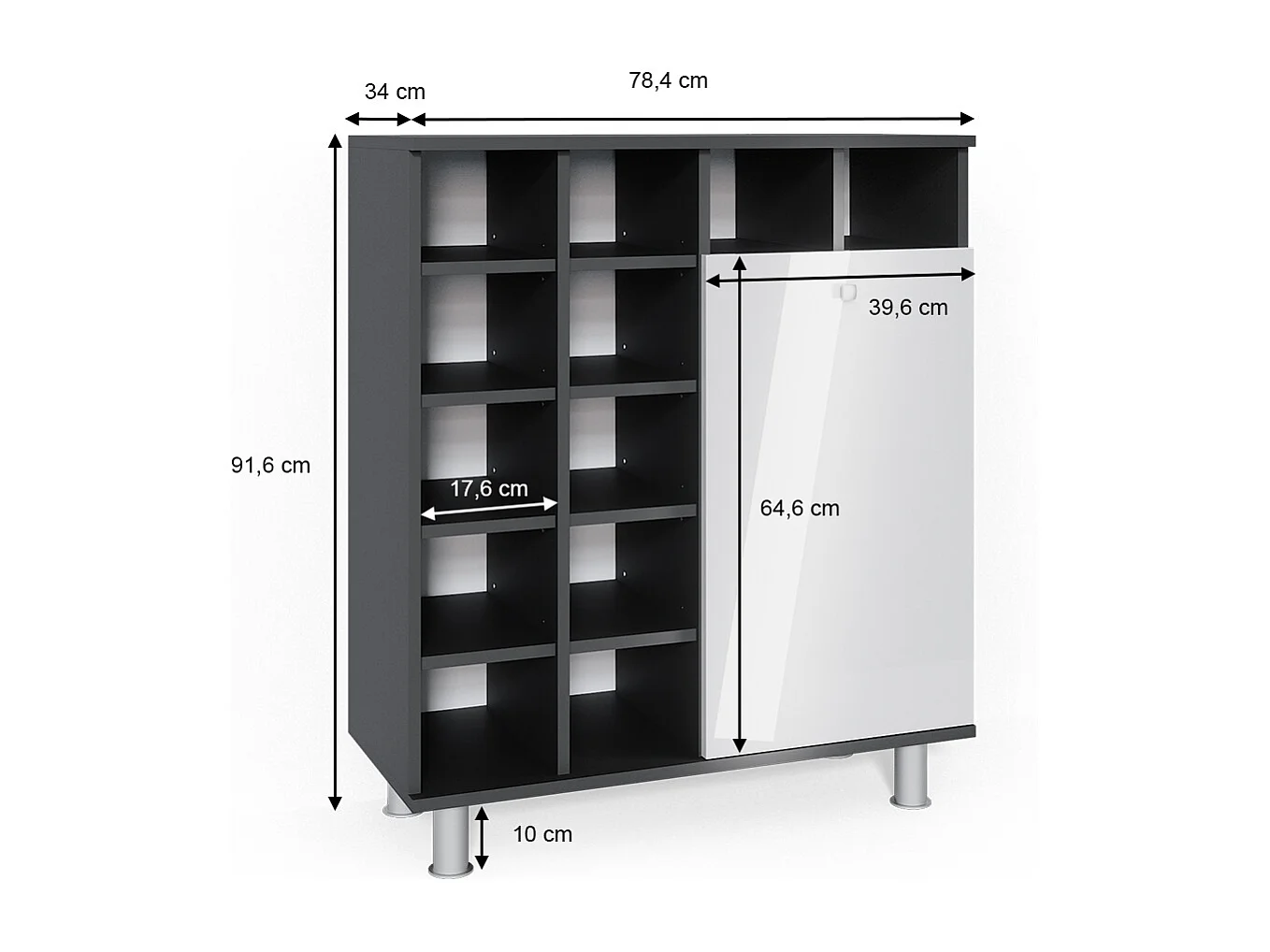 Badkamerkast wit hoogglans 78.4x34x91.6 fynn