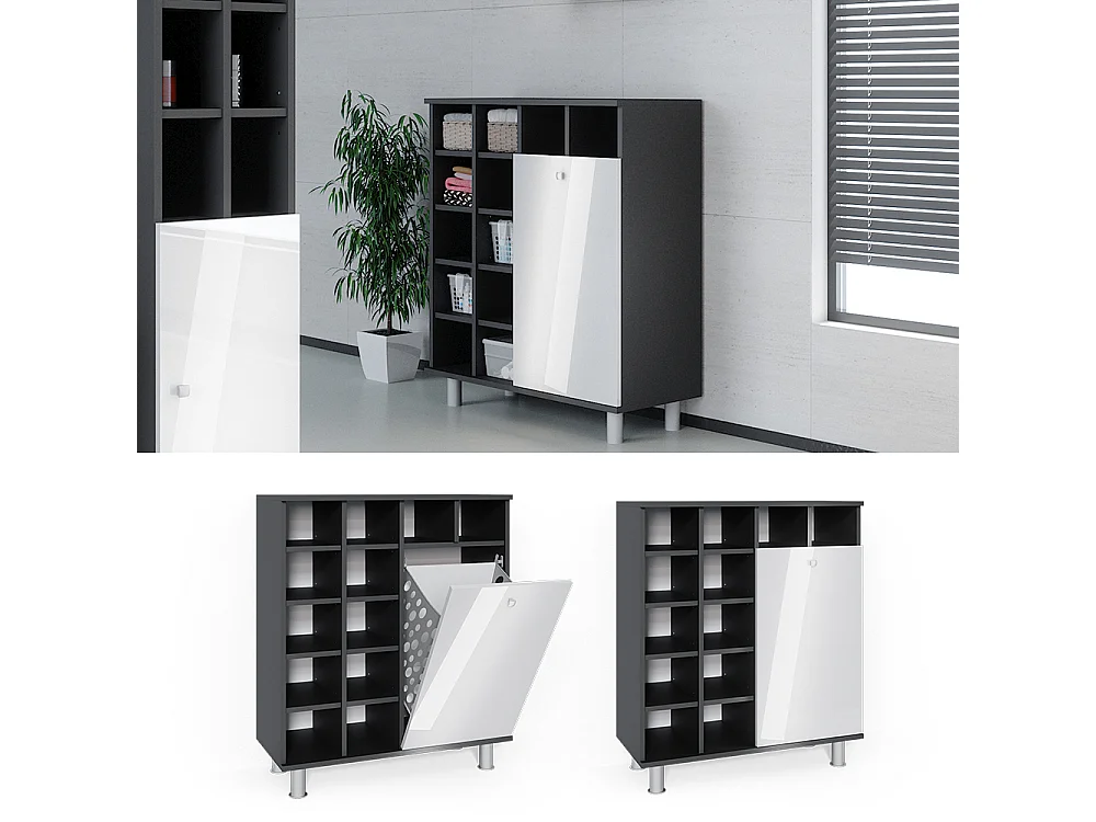 Armoire de salle de bain blanc haute brillance 78.4x34x91.6 fynn