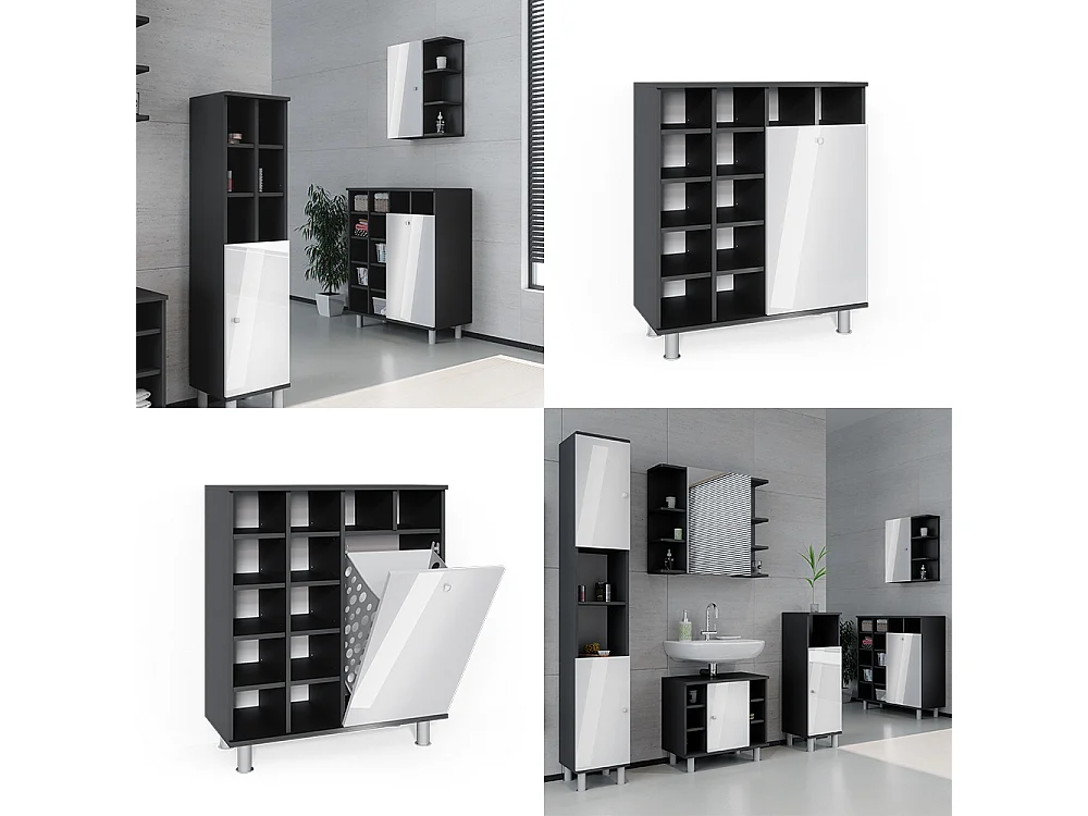 Armoire de salle de bain blanc haute brillance 78.4x34x91.6 fynn