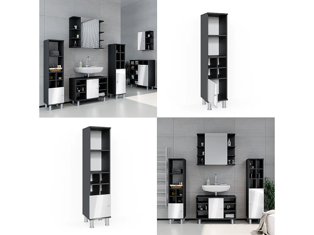 Midischrank weiß hochglanz 30x30x130.6 fynn