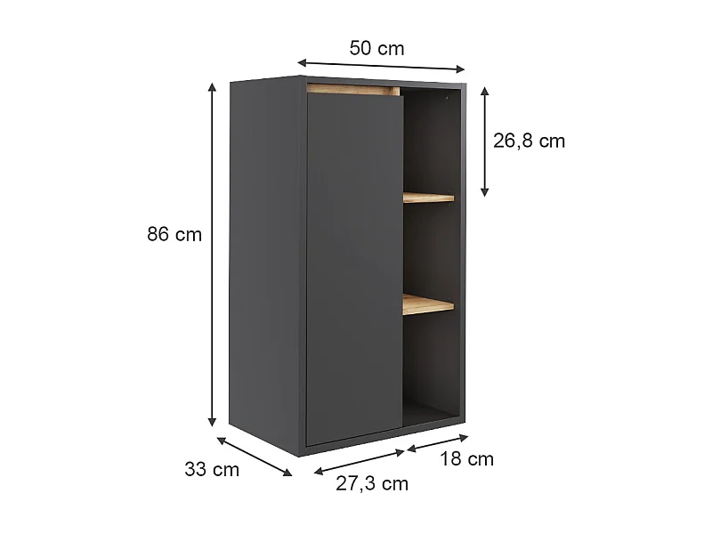 Midischrank grau/artisan 50x33x86 viola