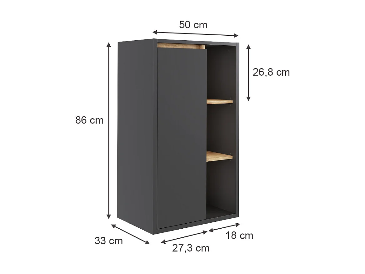 Armoire Midischrank gris/artisan 50x33x86 viola
