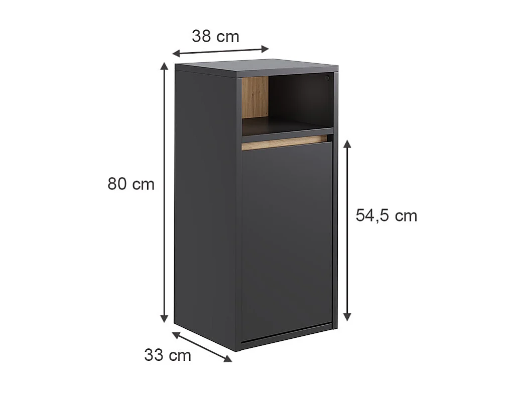 Bathroom cabinet gray/artisan 38x33x80 viola