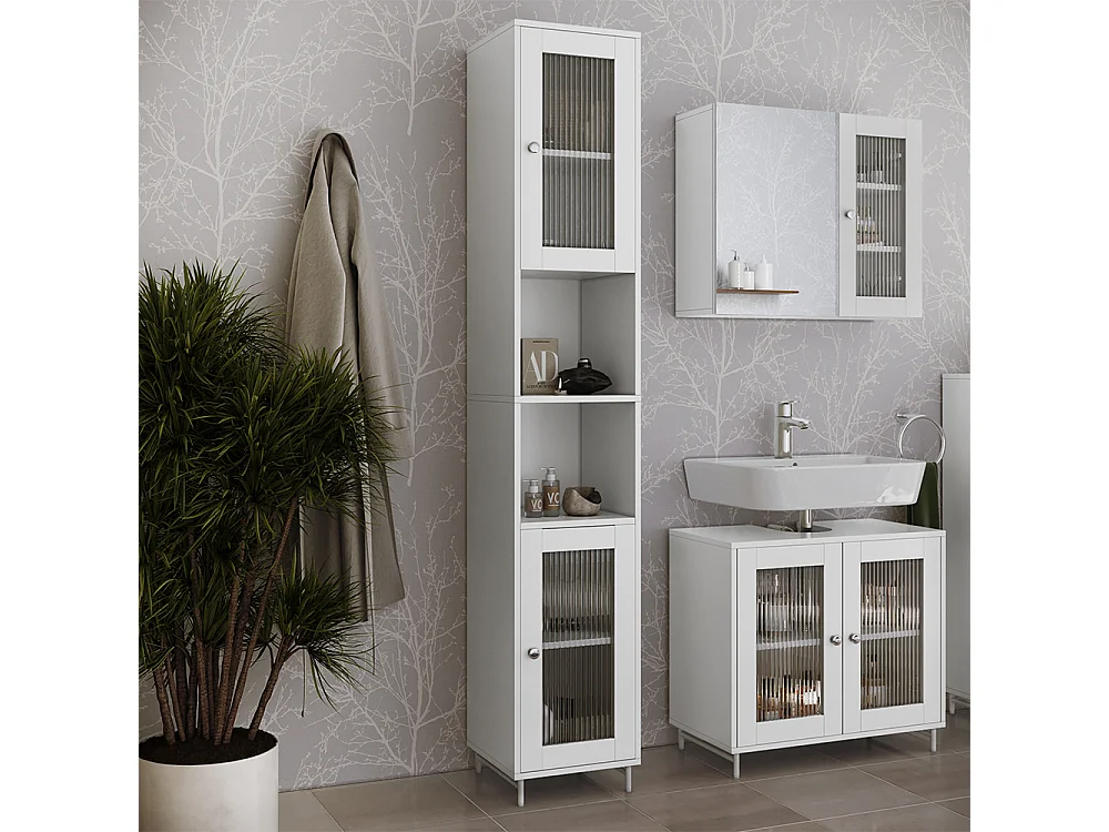 Armoire de salle de bain blanc 30x30x171.5 malte