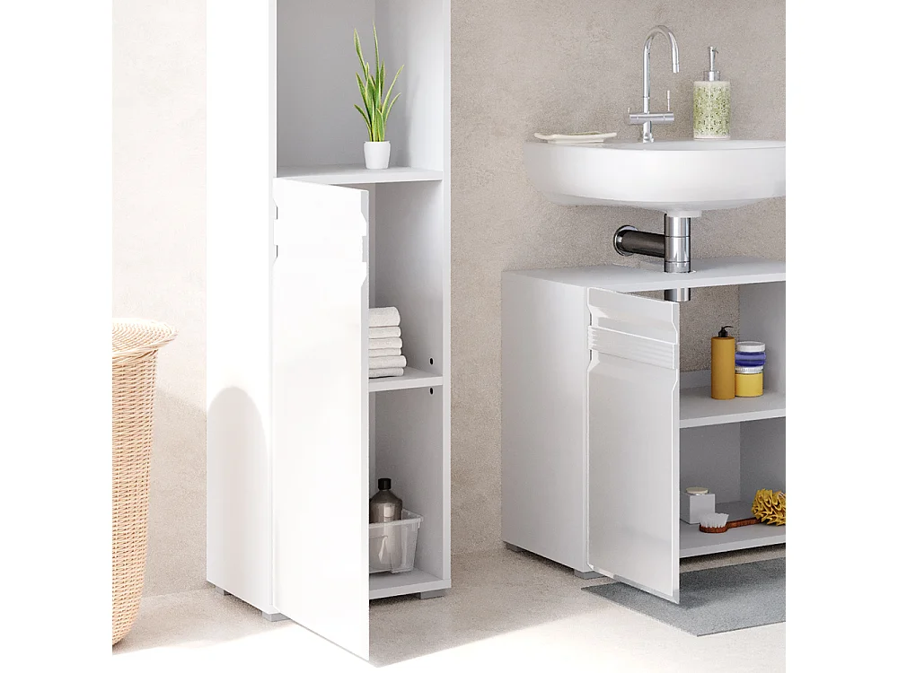 Badschrank weiß hochglanz 36.4x31x190.5 fredd