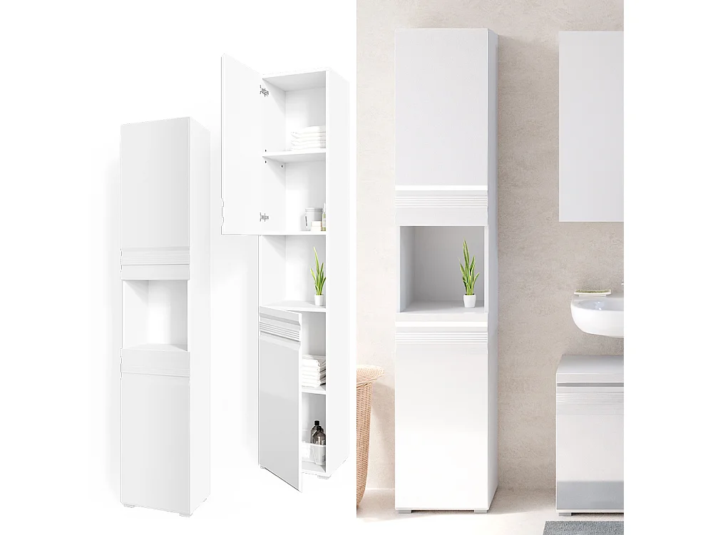 Meuble salle de bain blanc haute brillance 36.4x31x190.5 fredd