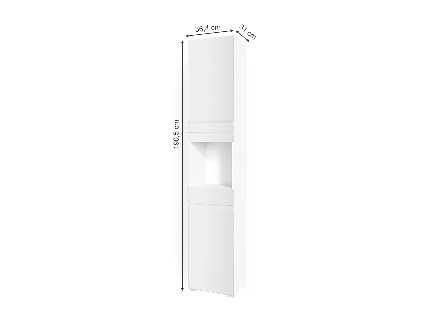 Meuble salle de bain blanc haute brillance 36.4x31x190.5 fredd