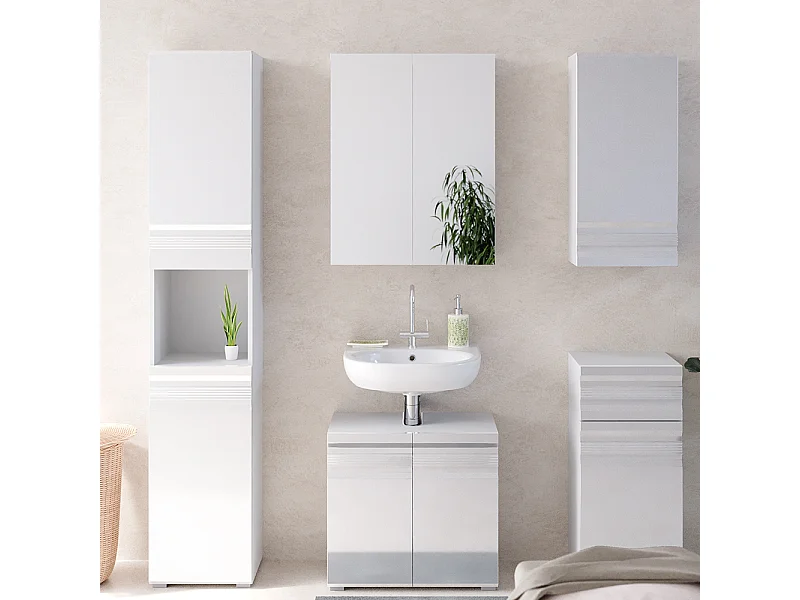 Szafka łazienkowa biały wysoki połysk 36.4x31x190.5 fredd