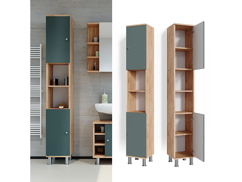 Meuble salle de bain vert 30x30x190 fynn