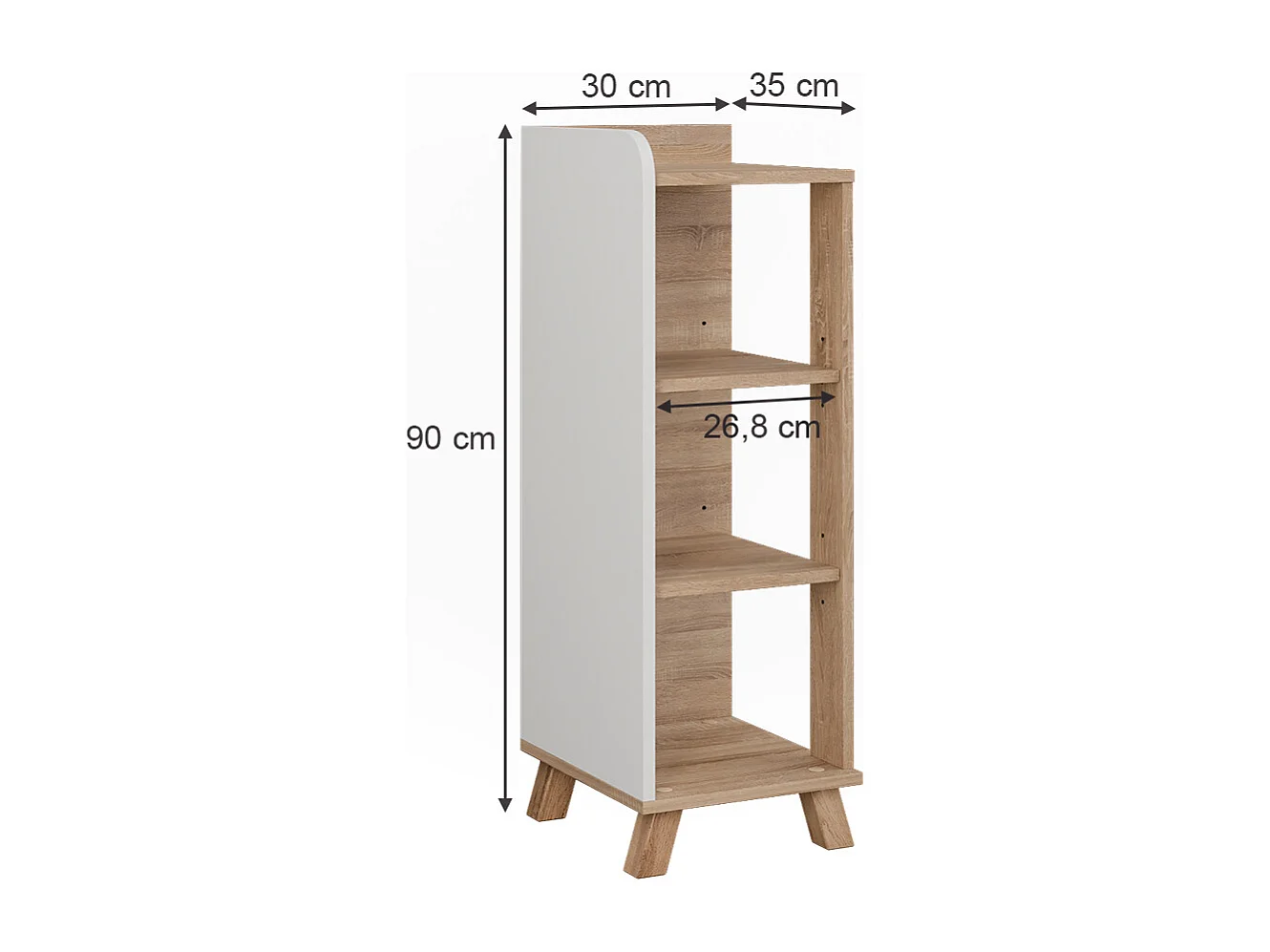 Mobiletto midi sonoma/bianco 30x35x90 karen