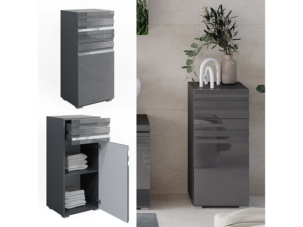 Meuble salle de bain anthracite haute brillance 36.4x31x79 fredd