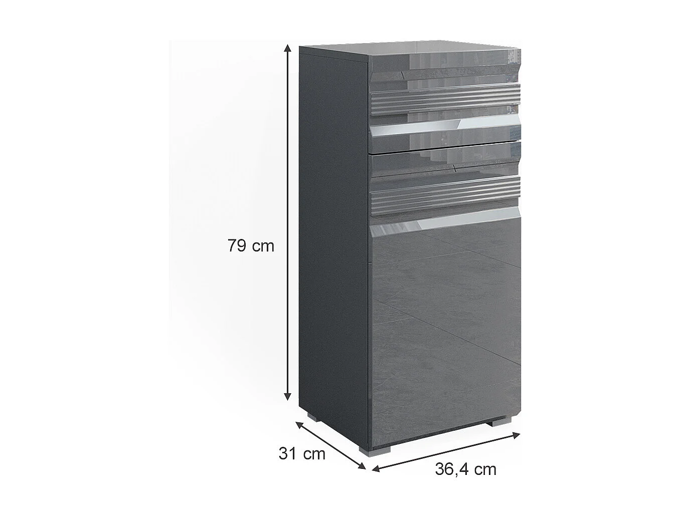 Meuble salle de bain anthracite haute brillance 36.4x31x79 fredd