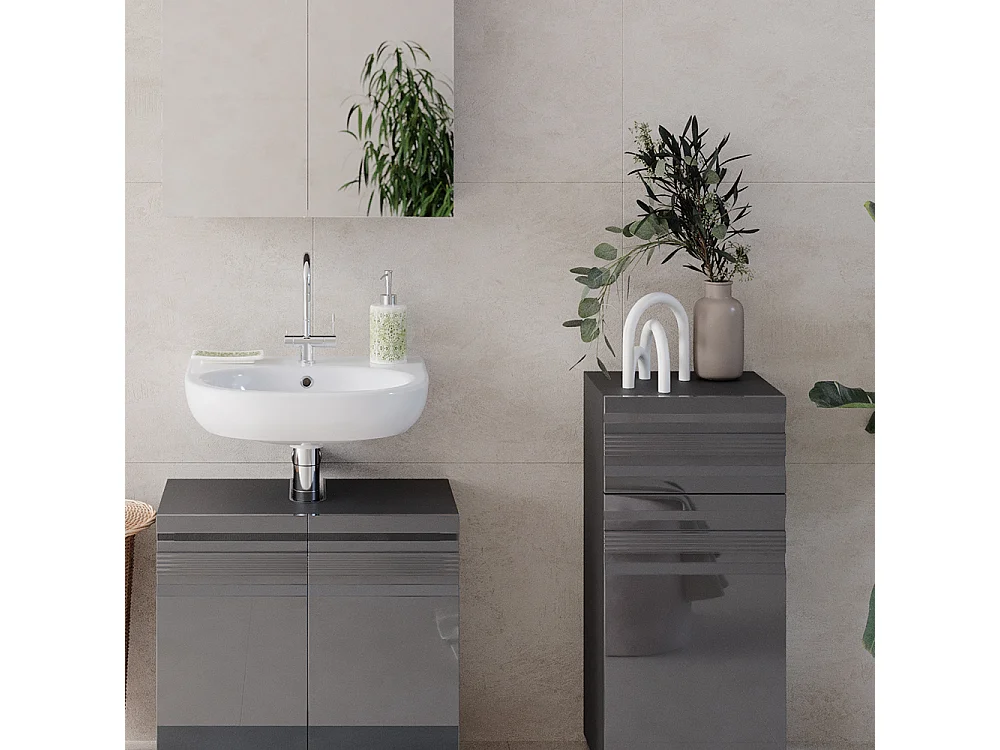 Meuble salle de bain anthracite haute brillance 36.4x31x79 fredd