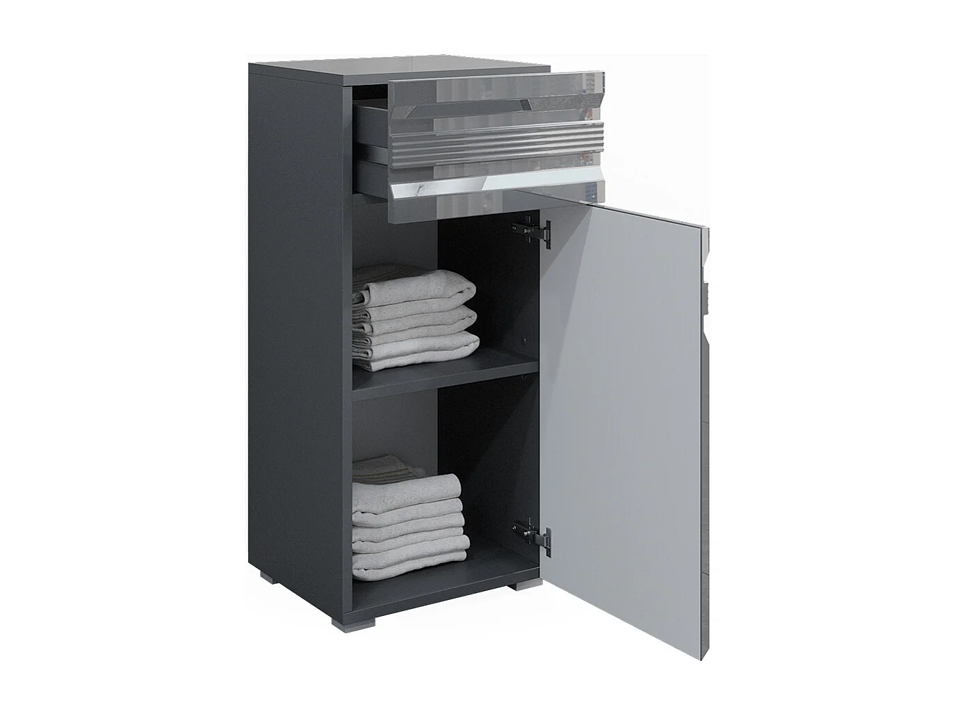 Meuble salle de bain anthracite haute brillance 36.4x31x79 fredd