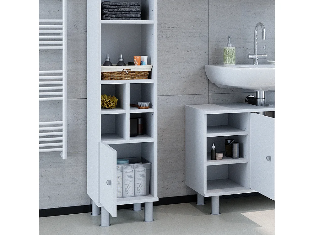 Meuble salle de bain blanc 30x30x130.6 fynn