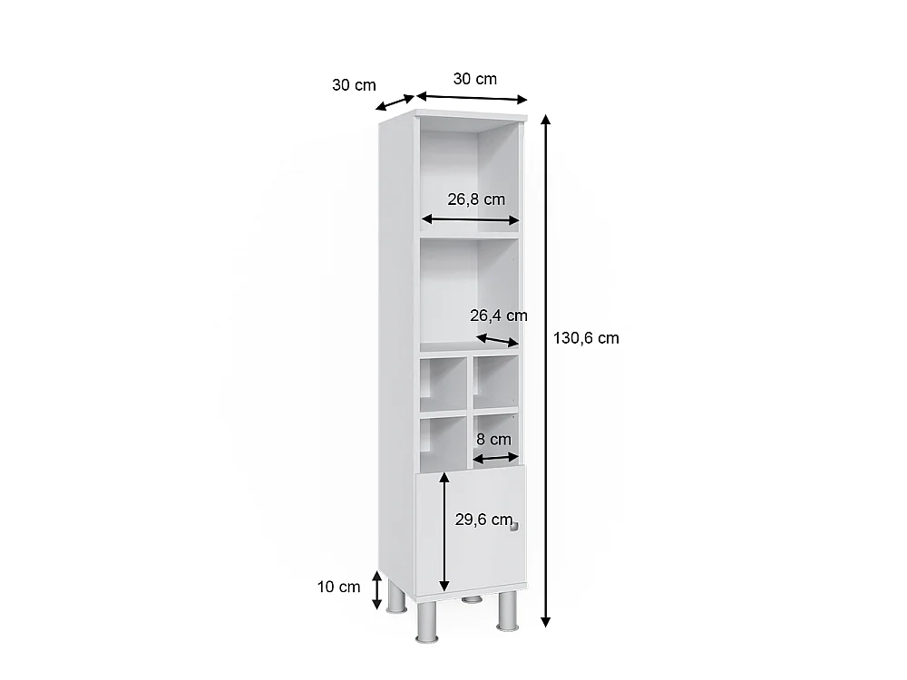 Meuble salle de bain blanc 30x30x130.6 fynn