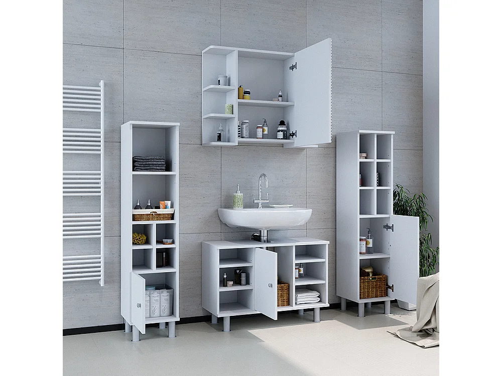 Meuble salle de bain blanc 30x30x130.6 fynn
