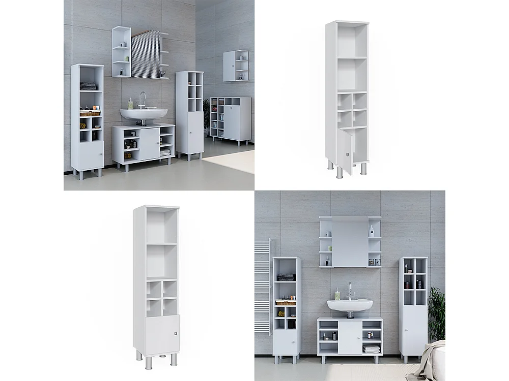 Meuble salle de bain blanc 30x30x130.6 fynn