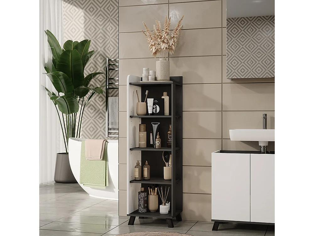 Étagère de salle de bain anthracite/blanc 40x35x128 karen