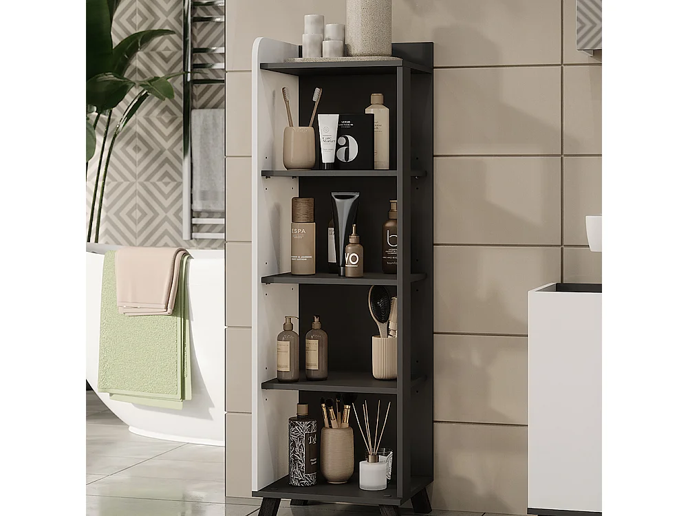 Étagère de salle de bain anthracite/blanc 40x35x128 karen
