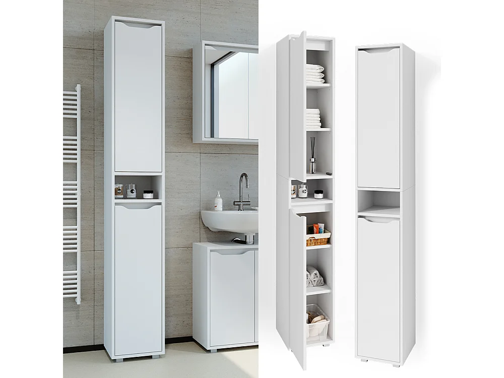 Meuble salle de bain blanc 30x30x192.5 ruben