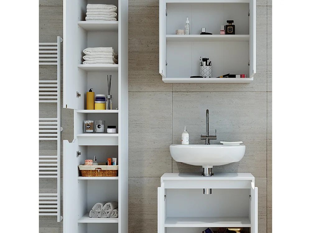 Meuble salle de bain blanc 30x30x192.5 ruben