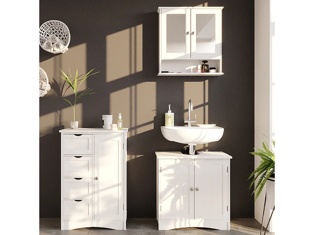 Meuble salle de bain blanc 55x30x81 bianco