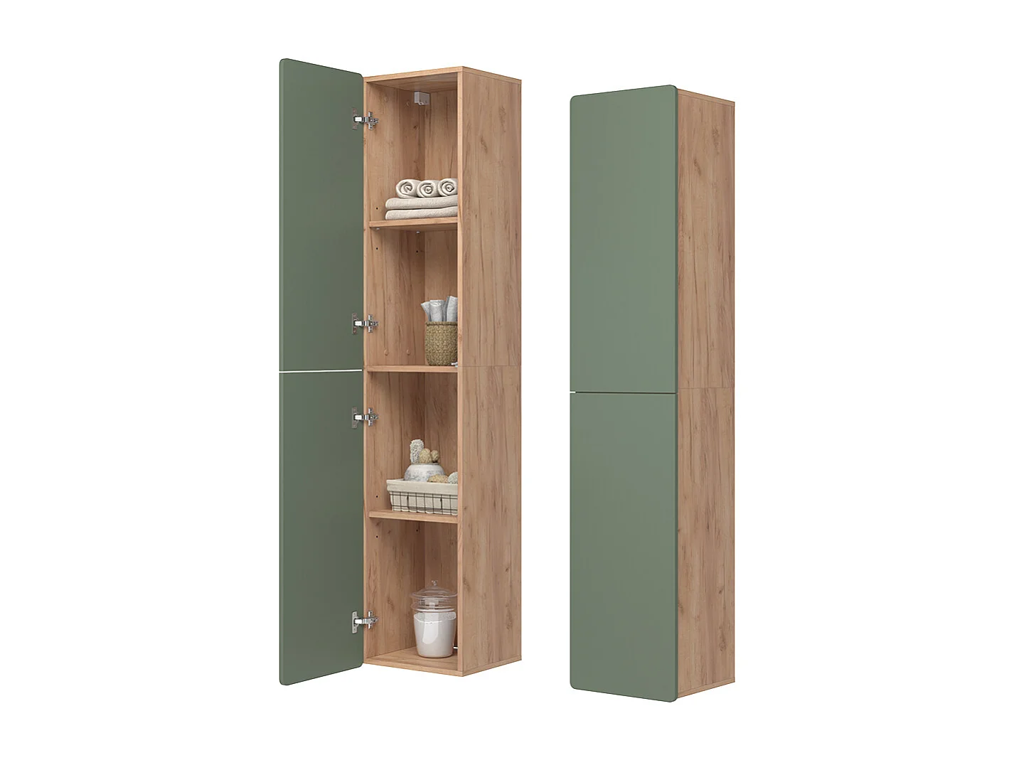 armoire haute vert/force de lor chêne 36.6x33.2x171.6 izan
