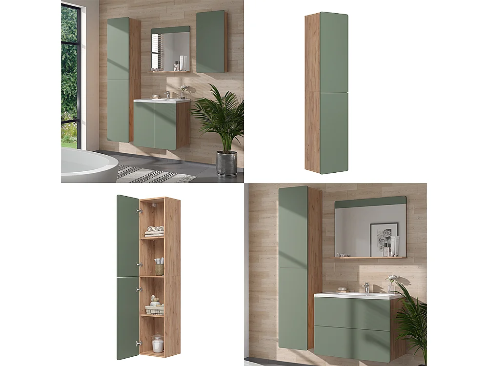 armoire haute vert/force de lor chêne 36.6x33.2x171.6 izan