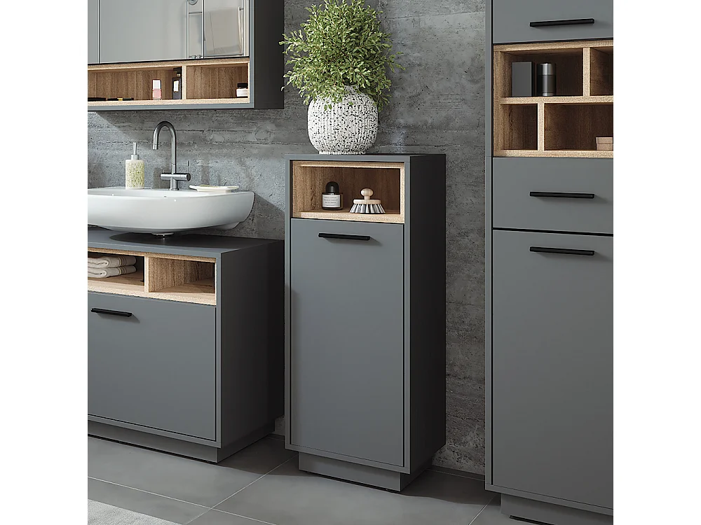 Armoire à linge anthracite/sonoma 38x30x93 beatrice