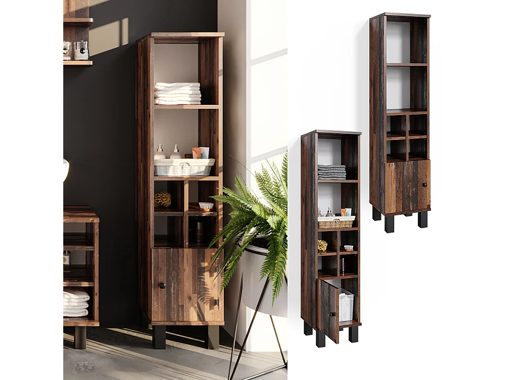 Meuble salle de bain chêne rustique 30x30x130.6 fynn