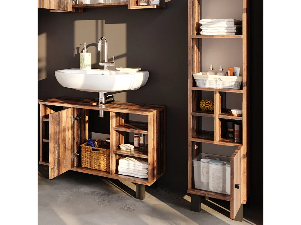 Meuble salle de bain chêne rustique 30x30x130.6 fynn