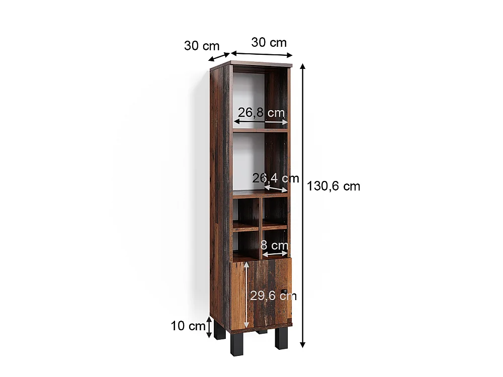 Midischrank eiche rustikal 30x30x130.6 fynn