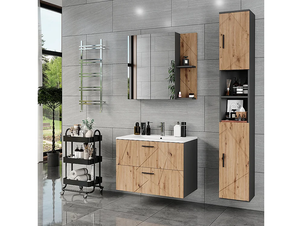 Armoire haute anthracite/artisan 30x30x190 irma