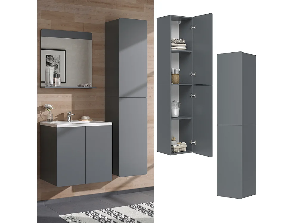 Badschrank grau 36.6x33.2x171.6 izan