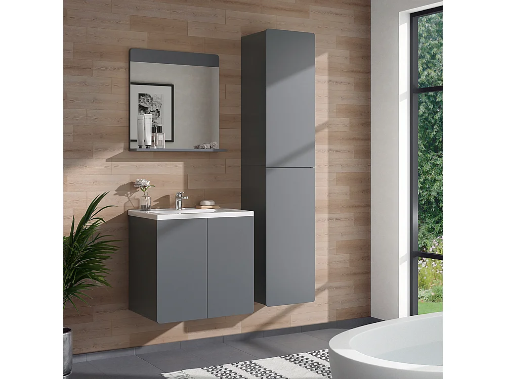 Badschrank grau 36.6x33.2x171.6 izan