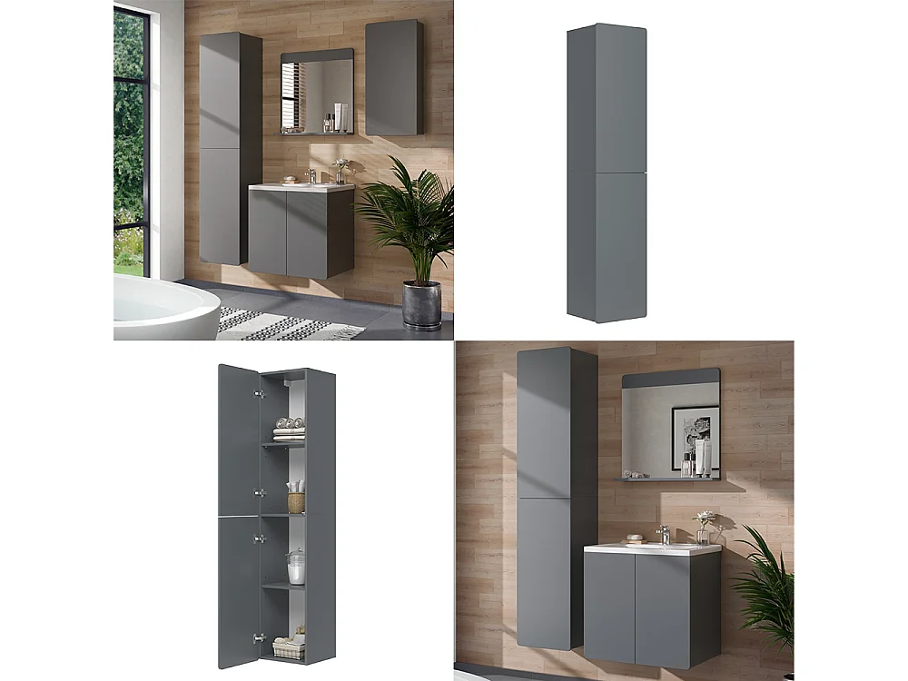 Badschrank grau 36.6x33.2x171.6 izan