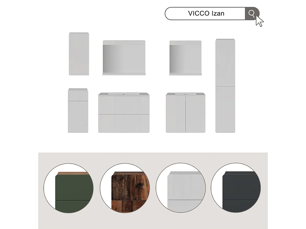 Badschrank grau 36.6x33.2x171.6 izan