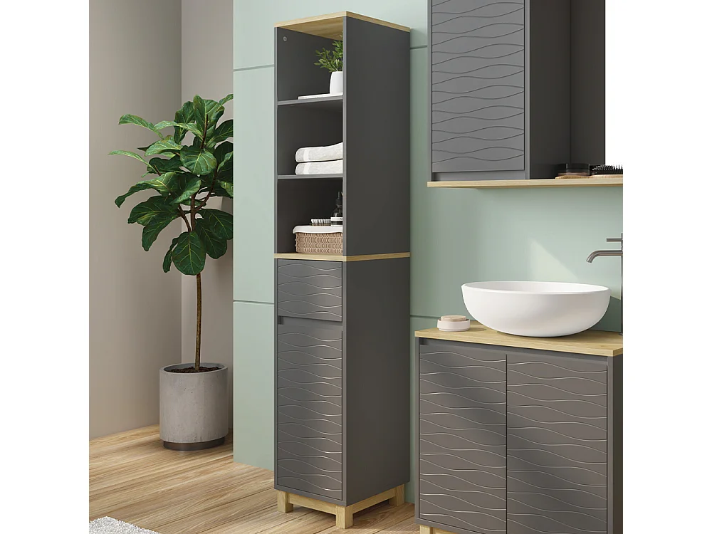 Meubles de salle de bain anthracite 30x30x151 livia