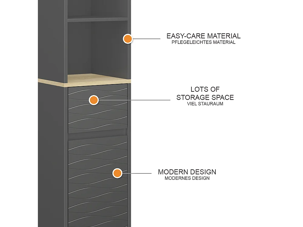 Meubles de salle de bain anthracite 30x30x151 livia