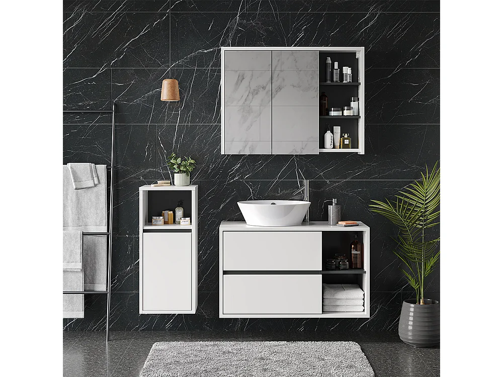 Meuble salle de bain blanc 38x33x80 viola