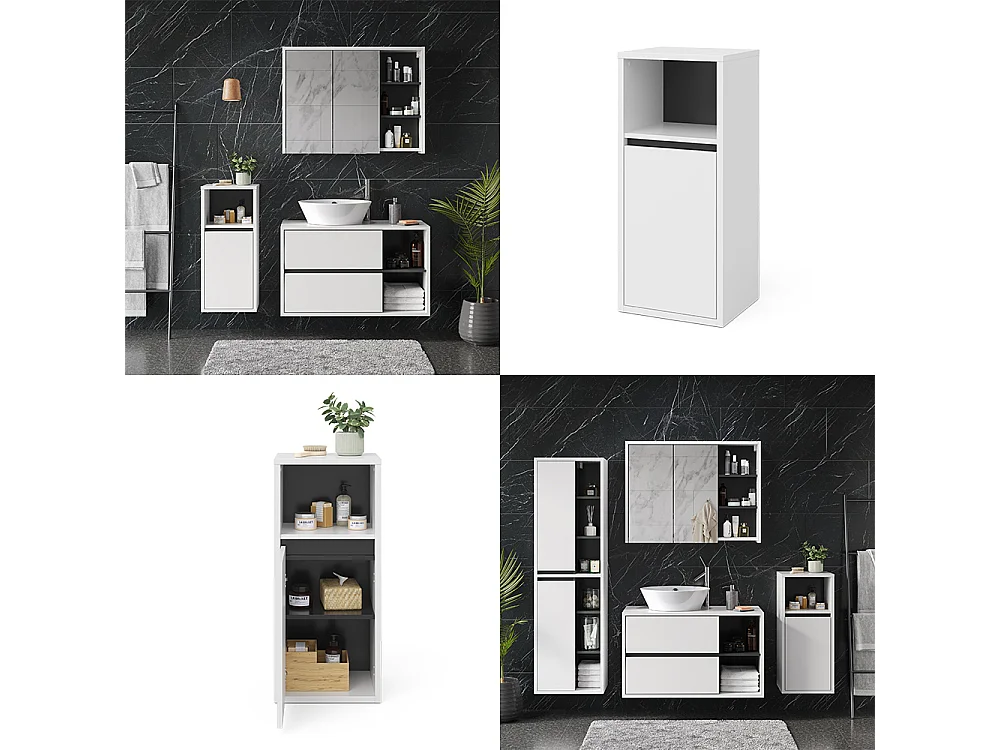 Meuble salle de bain blanc 38x33x80 viola