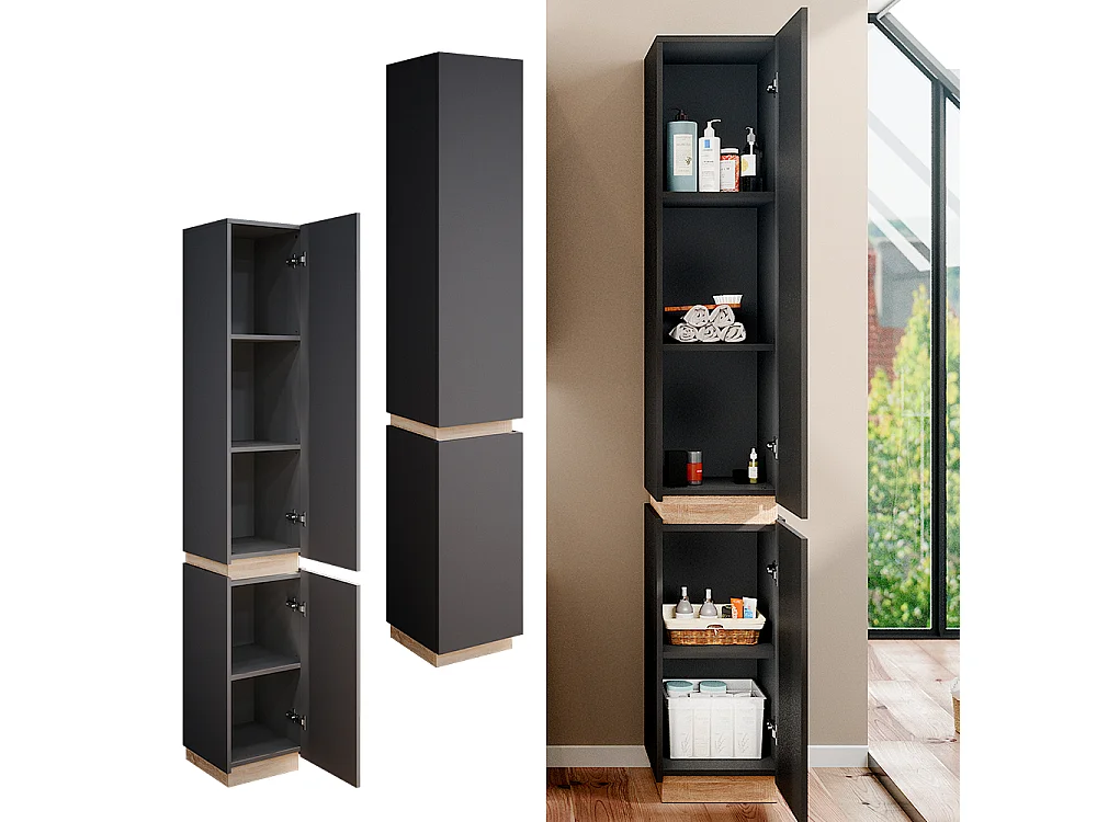 Meuble salle de bain anthracite 33x35x197.5 gloria