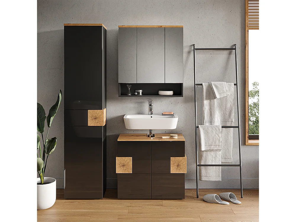 Meuble salle de bain anthracite 40x37x184.2 eden