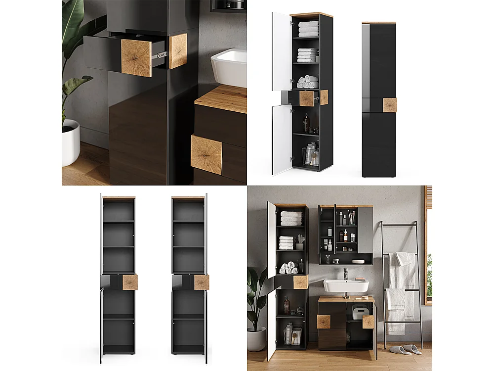 Meuble salle de bain anthracite 40x37x184.2 eden