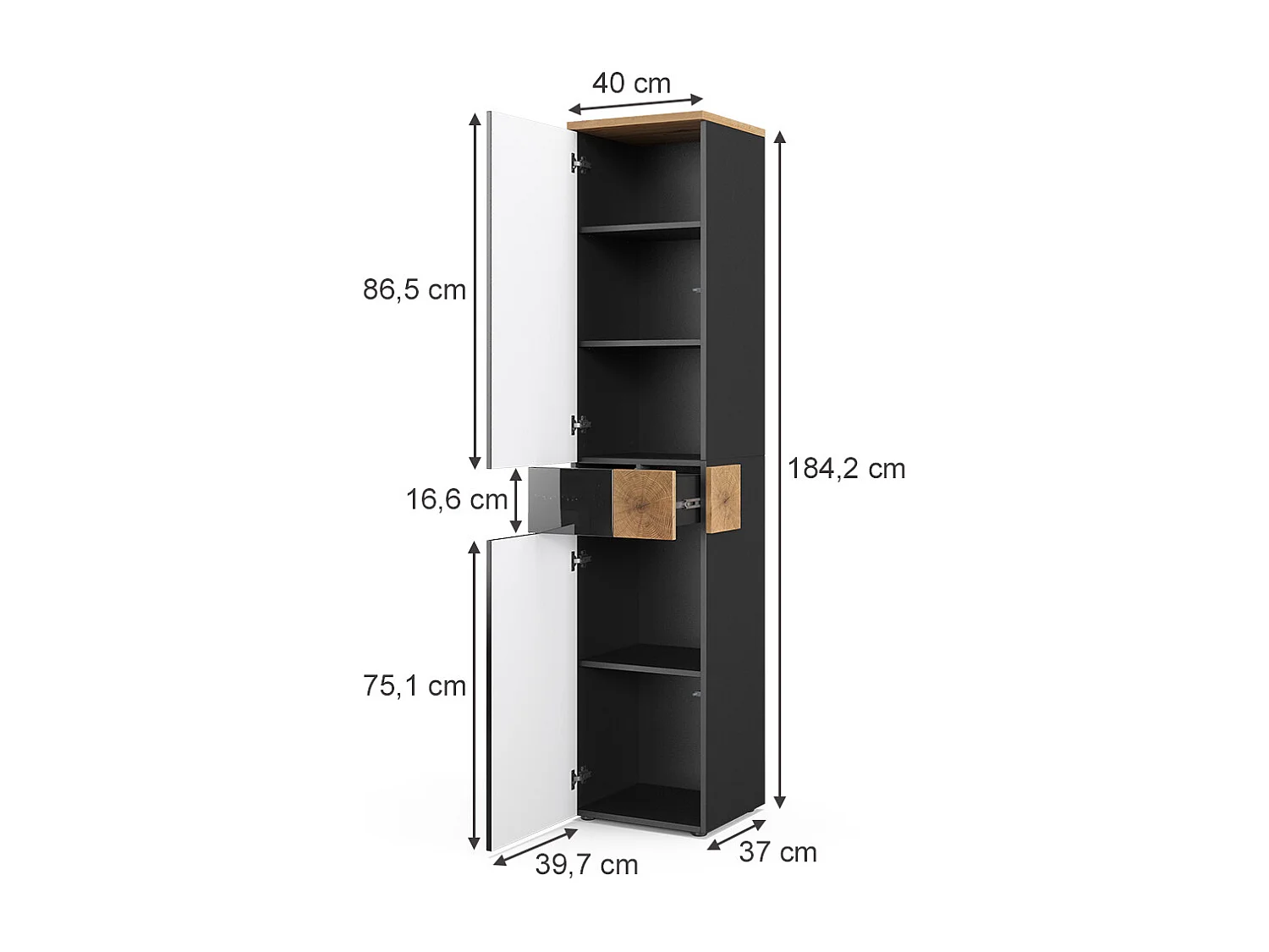 Badschrank anthrazit 40x37x184.2 eden